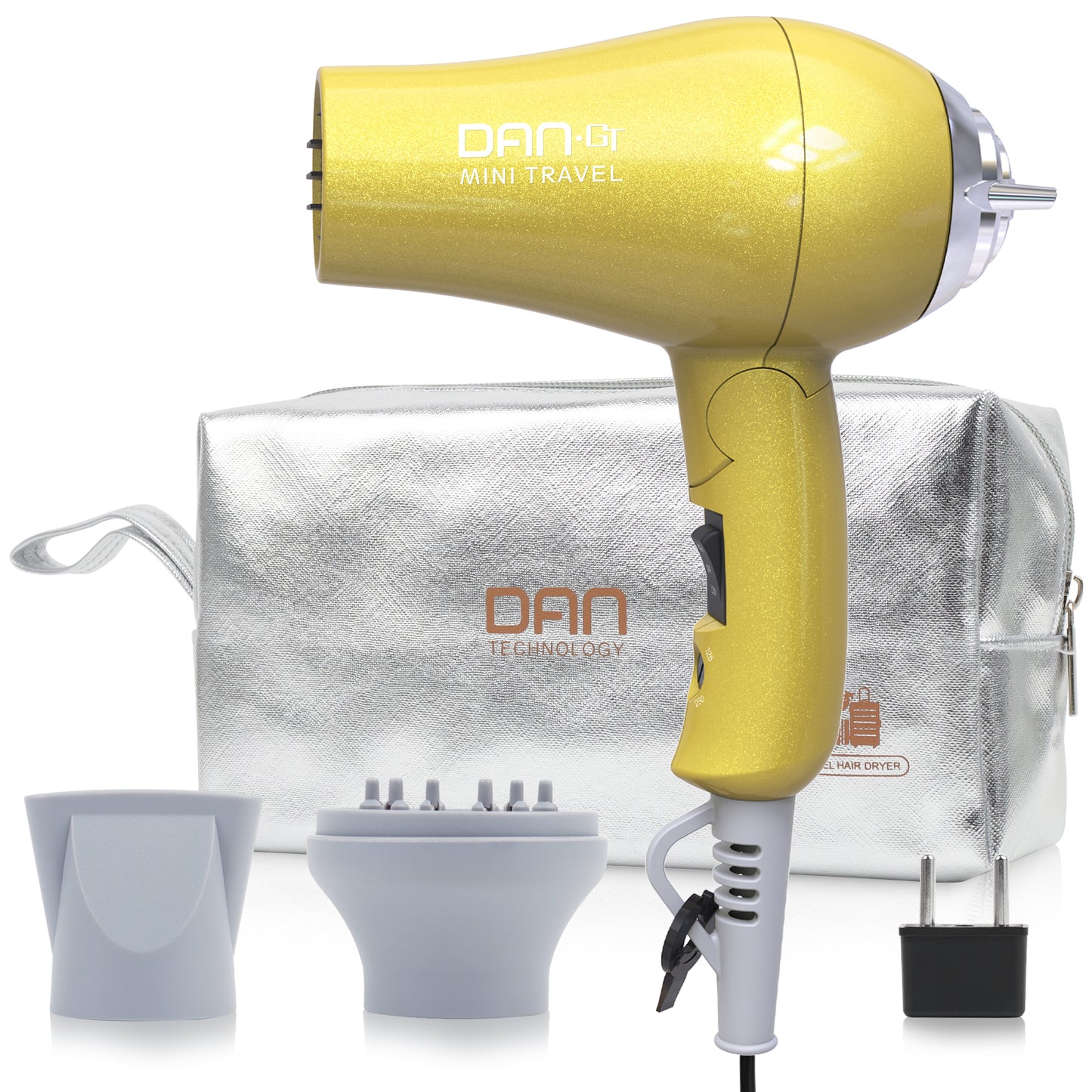 Mini Portable Hair Dryer 1200W, Travel-Friendly, Dual Voltage 125/250V, 2 Speed Settings