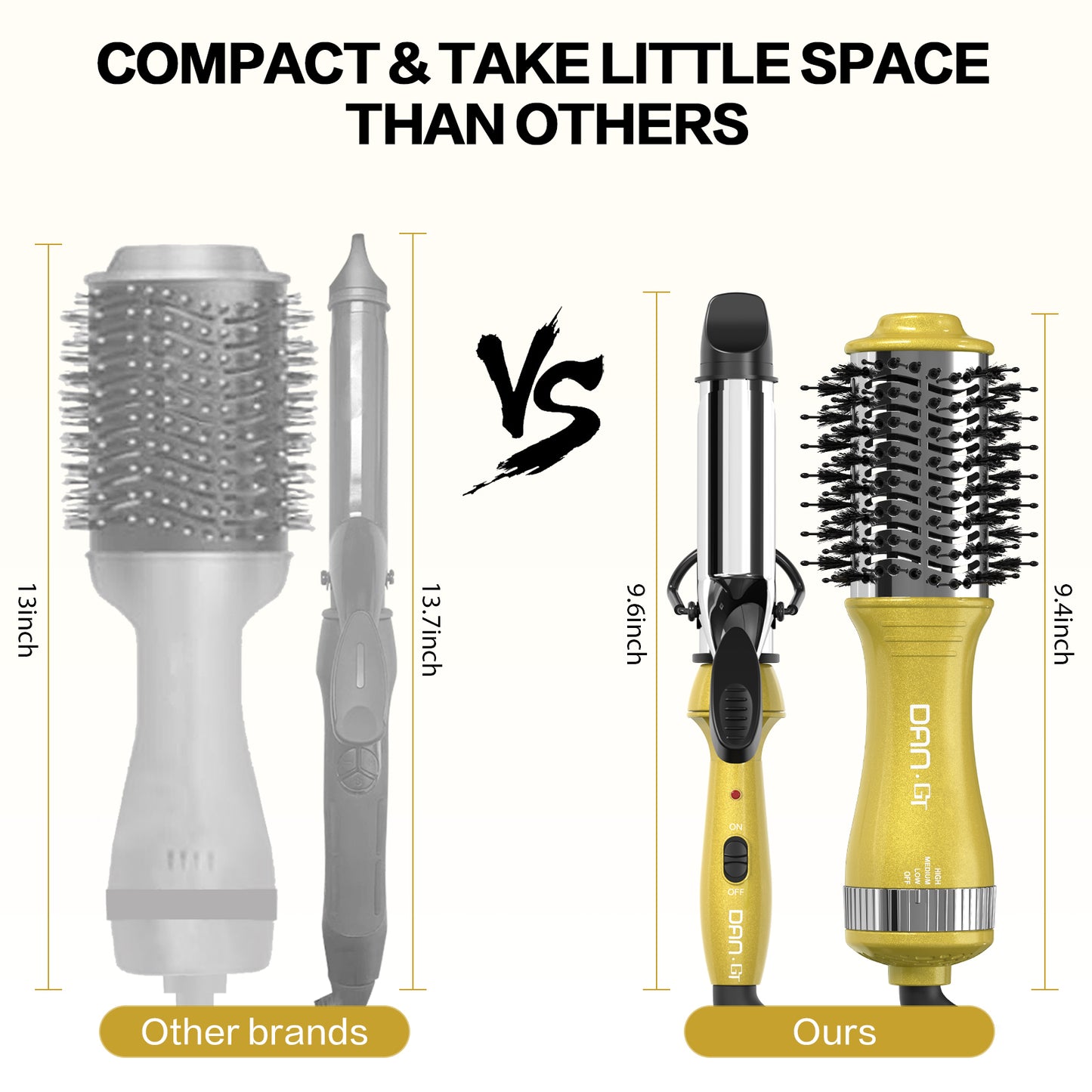 Hair Dryer Brush & Mini Curling Wand Set - 1 Inch Travel Set with 3 Temperature Settings