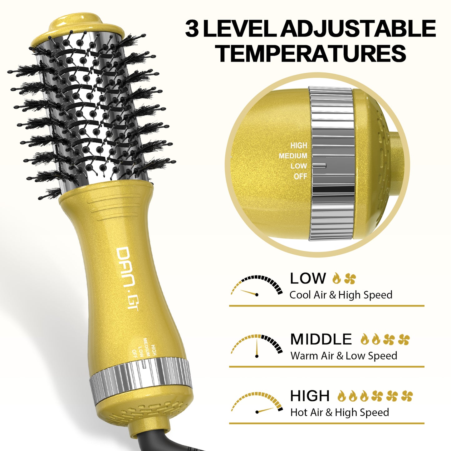 Hair Dryer Brush & Mini Curling Wand Set - 1 Inch Travel Set with 3 Temperature Settings