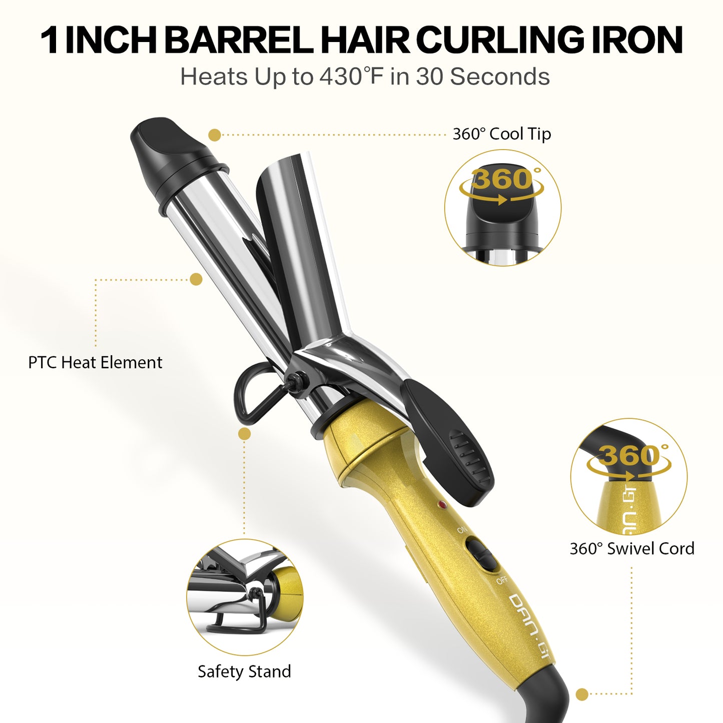 Hair Dryer Brush & Mini Curling Wand Set - 1 Inch Travel Set with 3 Temperature Settings