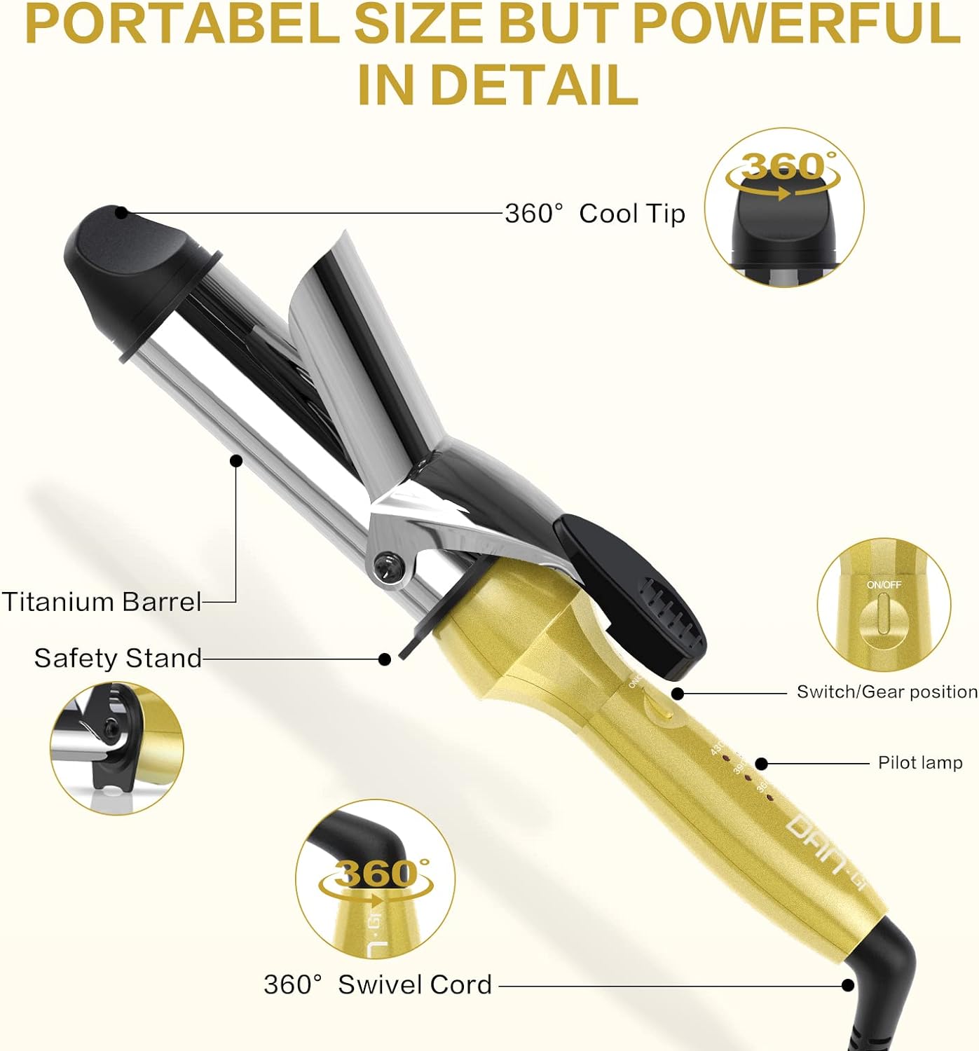 DAN Mini 1 1/4 Inch Curling Iron for Short Hair