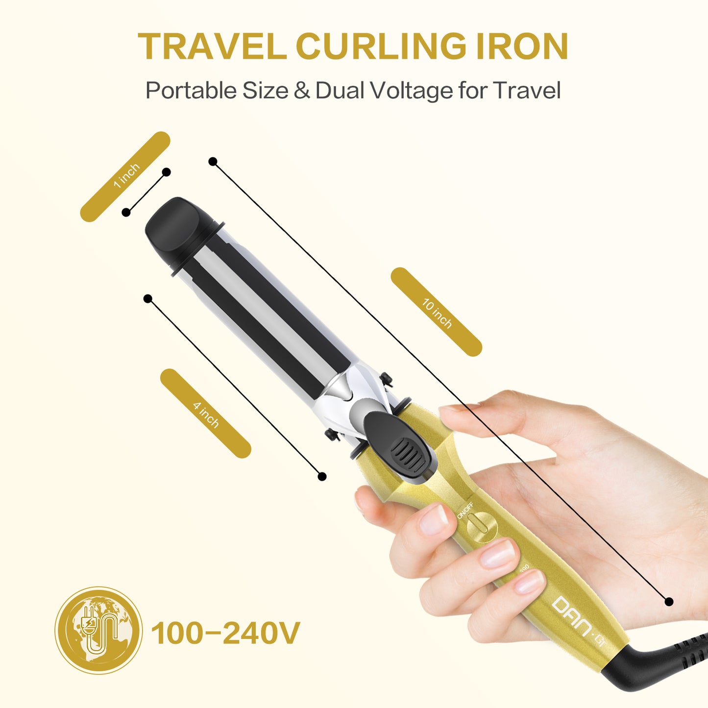 1 Inch Curling Iron Mini Travel Curling Iron Mini with 3 Temperatures