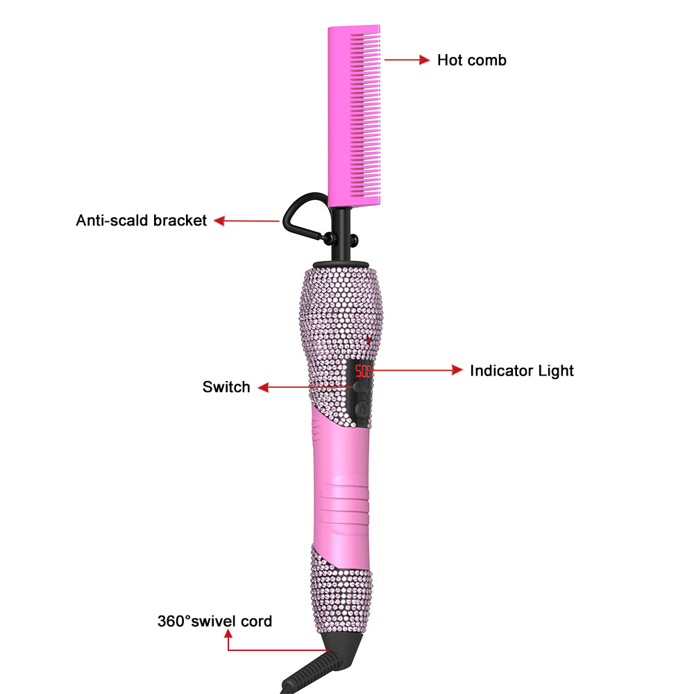 180℉-500℉ bling bling diamond electric Hot Comb