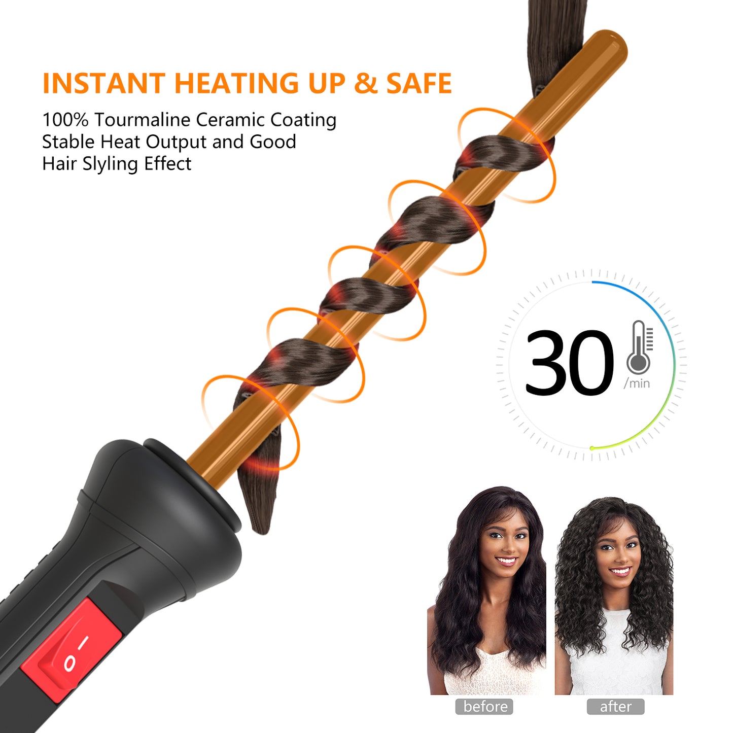 Curling Wand Iron thin Size