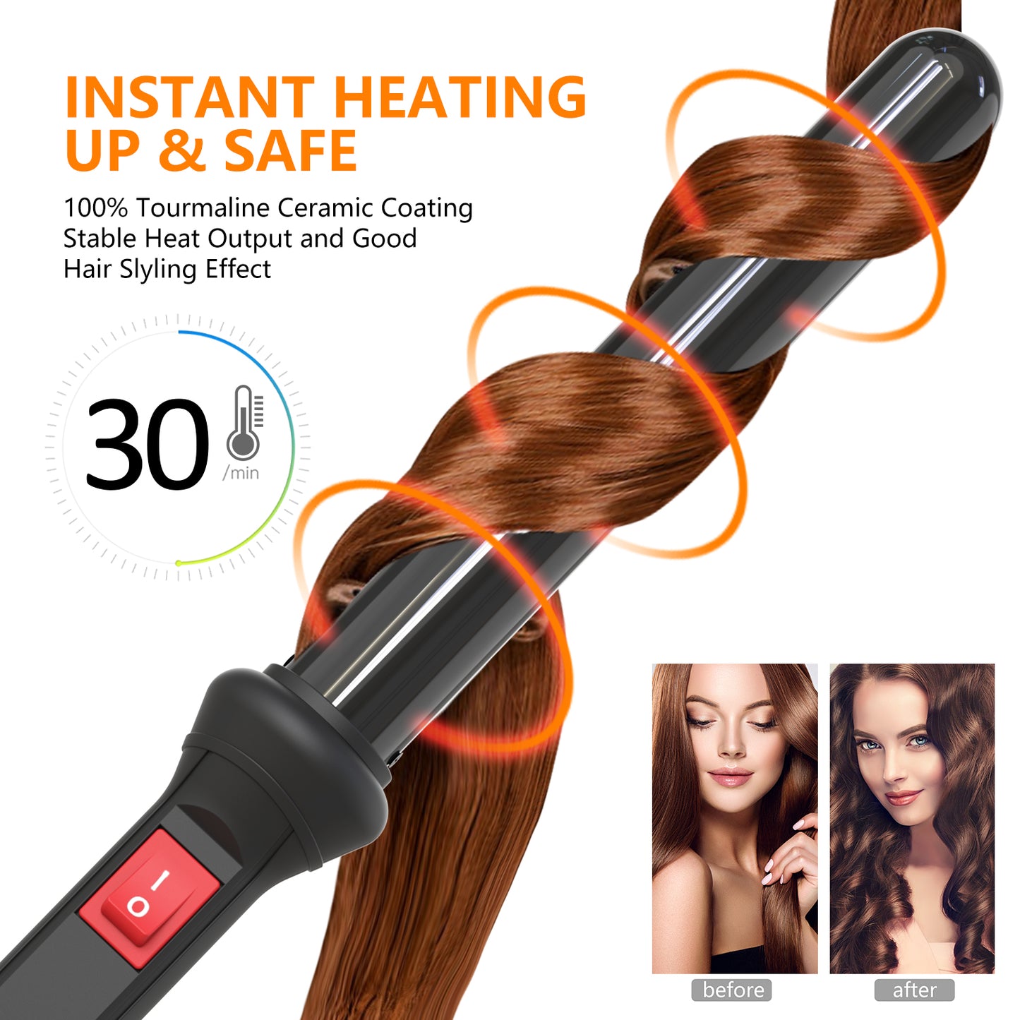 Curling Wand Iron Large Size…