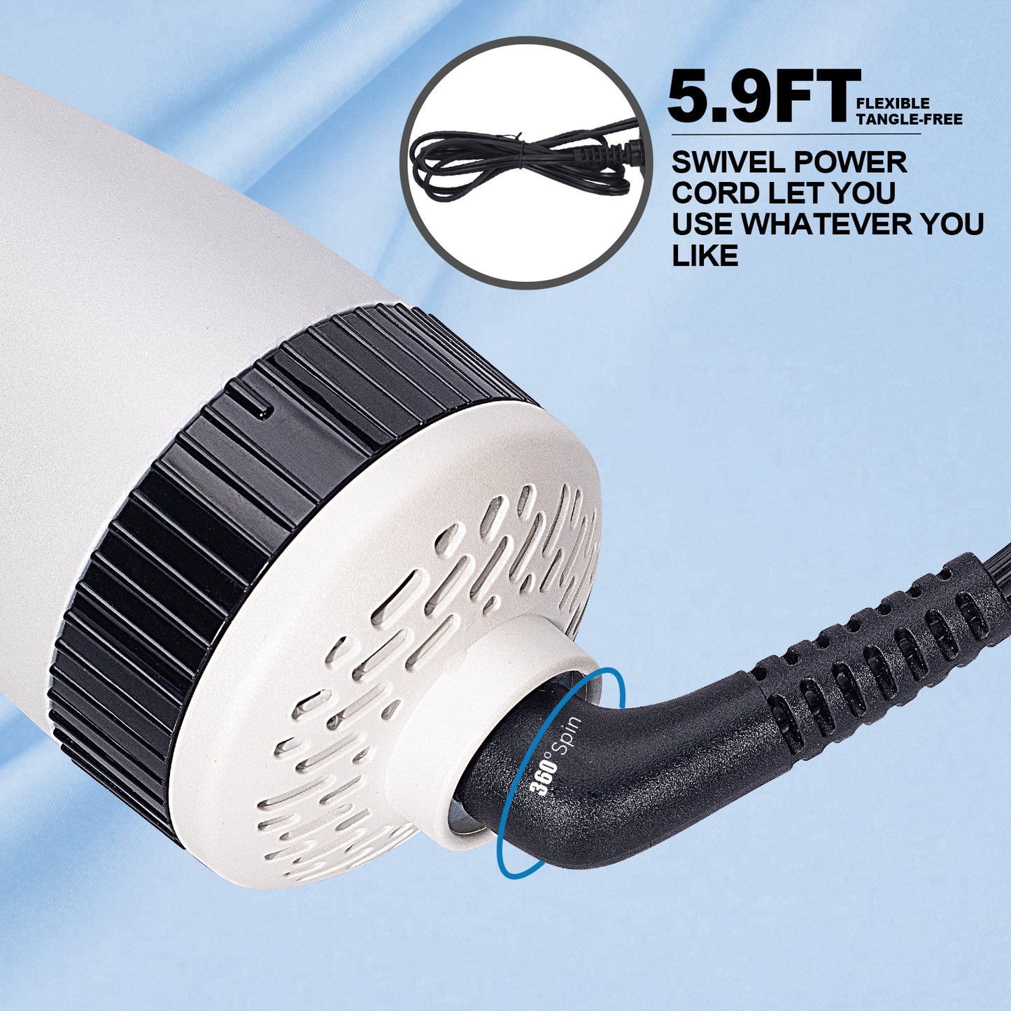 3 in 1 Ionic Hair Dryer Brush,2 inch Lightweight Hot Air Brush white