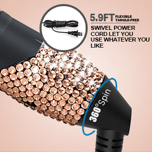 180℉-500℉ bling bling diamond electric Hot Comb Champaign Gold