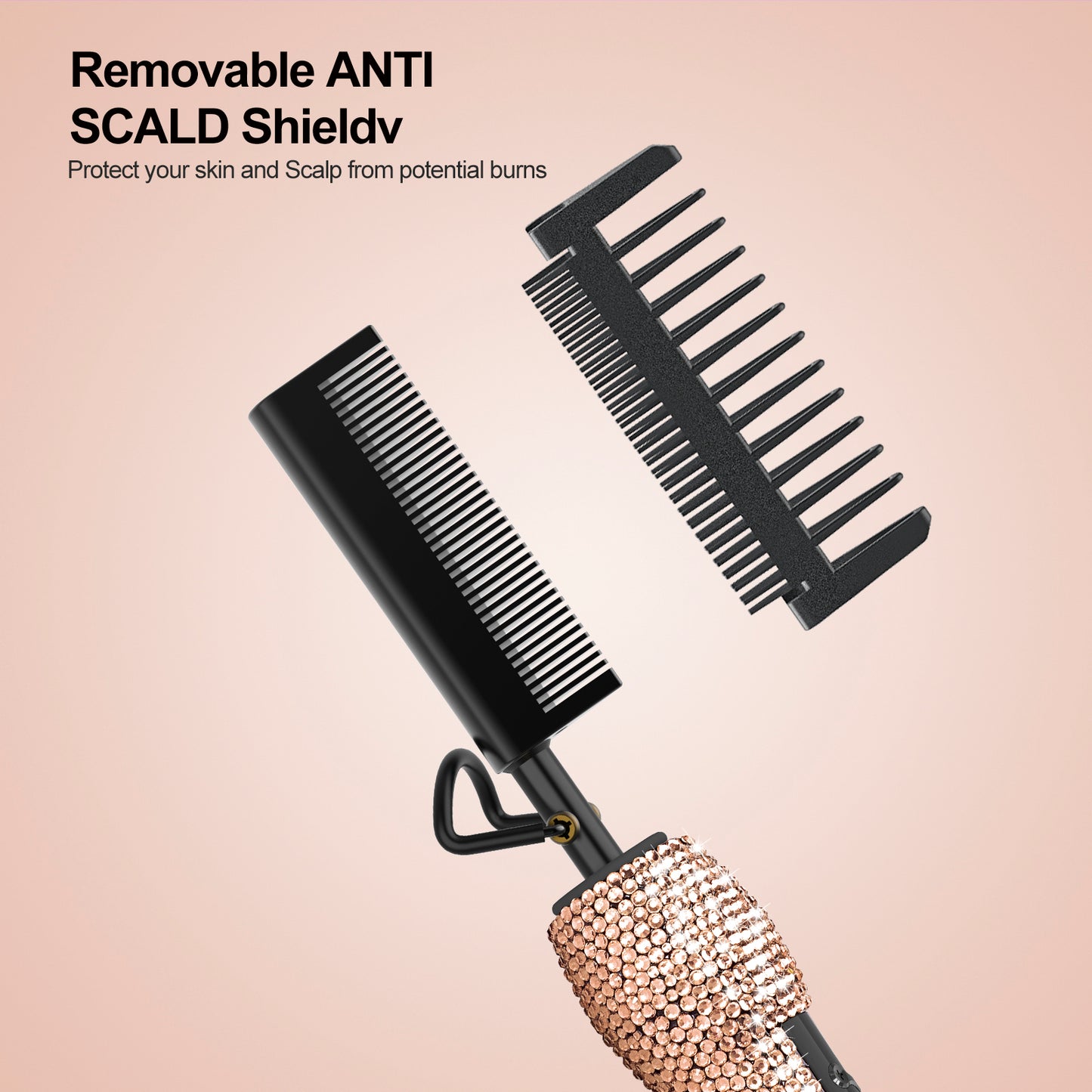 180℉-500℉ bling bling diamond electric Hot Comb Champaign Gold