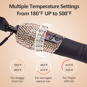 180℉-500℉ bling bling diamond electric Hot Comb Champaign Gold