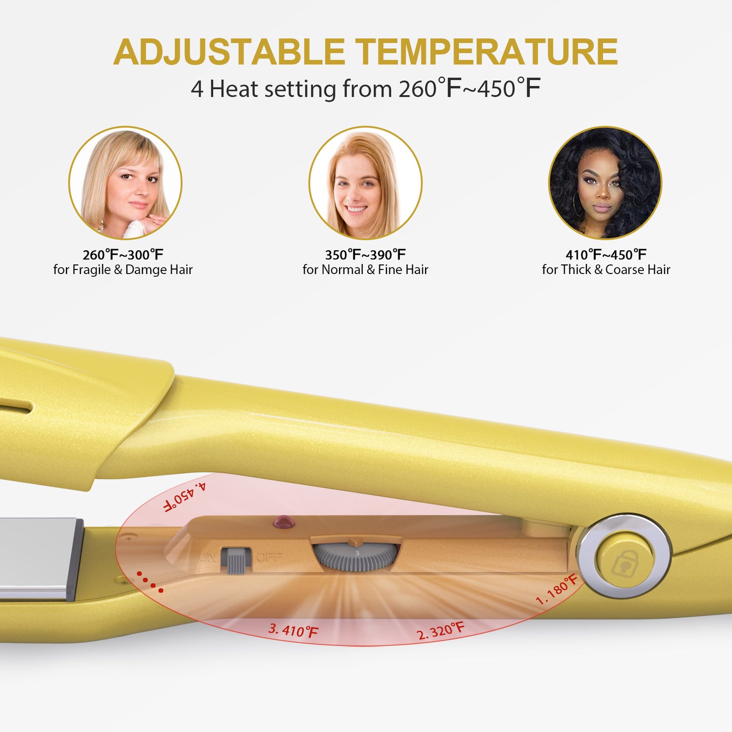 Flat Iron Hair Straightener with Detachable Comb, 1.5 Inch Titanium Wide Flat Iron