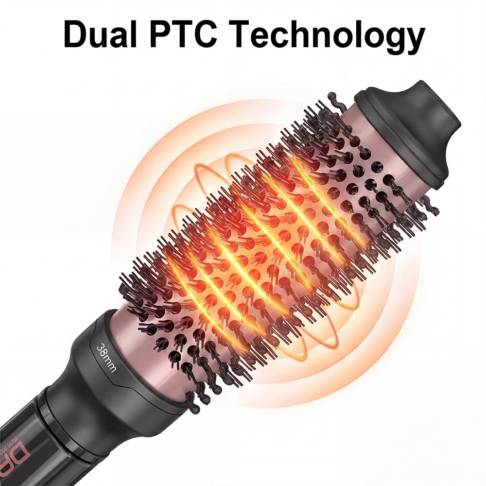 DAN 1.5 inch Thermal Brush,Non-Blowing Heated Brush,Dual Voltage Curling Brush,Dual PTC Fast Style Curling Brush,Makes Hair Shinier & Smoother,Black