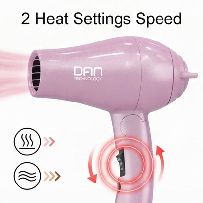 DAN Auto Dual Voltage Hair Dryer,Small hairdryer with Diffuser & Concentrator,Portable Dryer with Multi-Function Plug Adapter,Pink