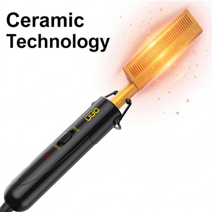 Portable Travel Beard Straightener Anti-Scald & Ceramic Press Comb