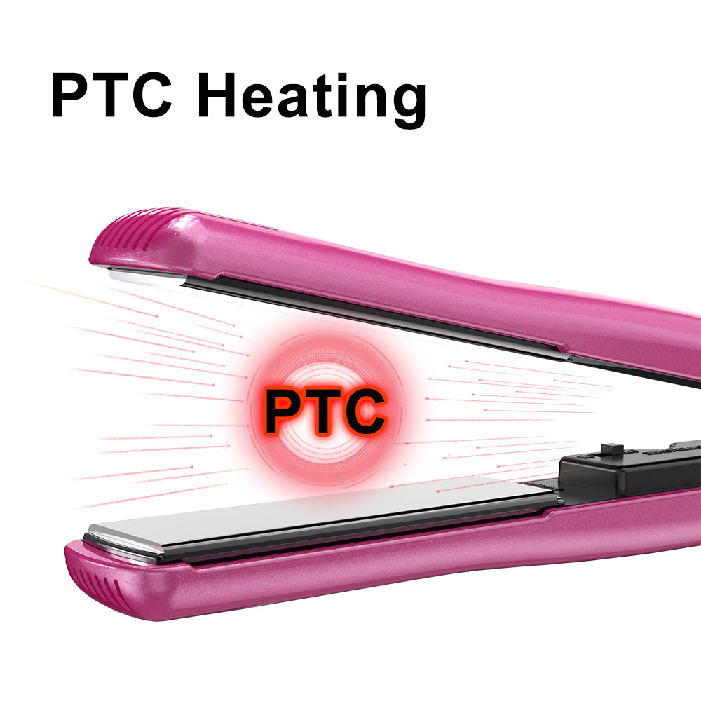 DAN Technology 1 inch Ceramic Flat Iron, 500 degree Hair Straightener for Thick Hair , Fast Heating, Dual Voltage, Red