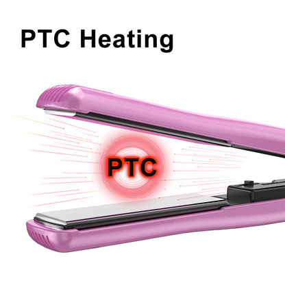 DAN Technology 1 inch Ceramic Flat Iron, 500 degree Hair Straightener for Thick Hair , Fast Heating, Dual Voltage, Pink
