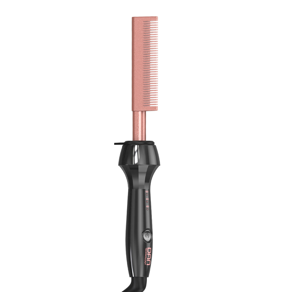 DAN Technology hot Comb Straightener,500℉ Plug in Hot Comb,hot Comb for Wigs,Heat Comb for Black Hair,Dual Voltage Electric hotComb, Temperatures Adjustable,60 Min Auto Shut Off, (Rose Gold)