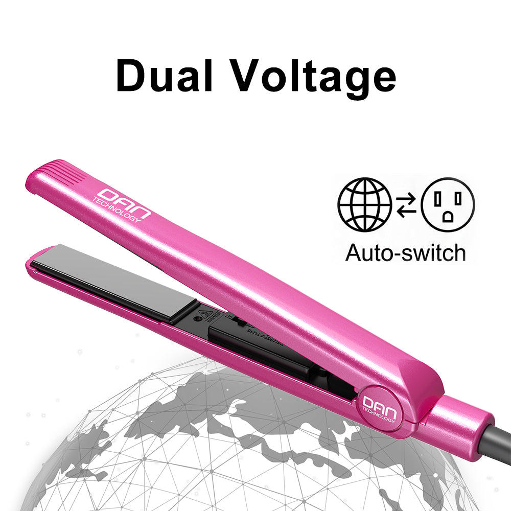 DAN Technology 1 inch Ceramic Flat Iron, 500 degree Hair Straightener for Thick Hair , Fast Heating, Dual Voltage, Red