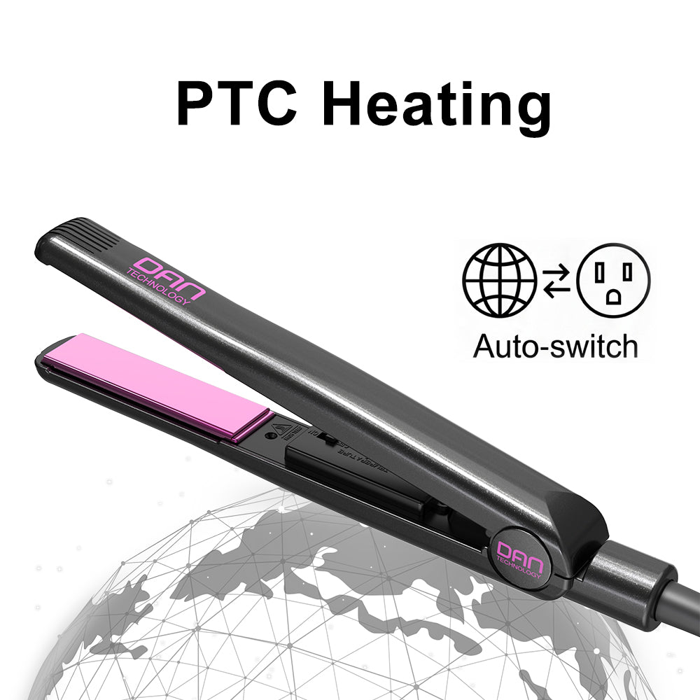 DAN Technology 1 inch Ceramic Flat Iron, 500 degree Hair Straightener for Thick Hair , Fast Heating, Dual Voltage, Black