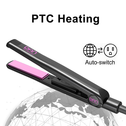 DAN Technology 1 inch Ceramic Flat Iron, 500 degree Hair Straightener for Thick Hair , Fast Heating, Dual Voltage, Black