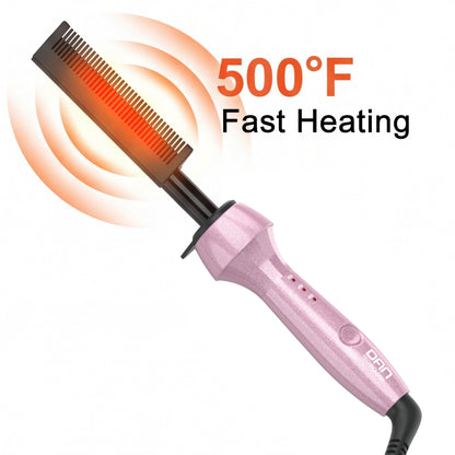 DAN Technology 500℉ hot Comb,Electric Hot Comb,Dual Voltage Pressing Comb, hot Comb Straightener for Wigs,Hot Comb for Black Hair, Temperatures Adjustable,60 Min Auto Shut Off, (Pink)