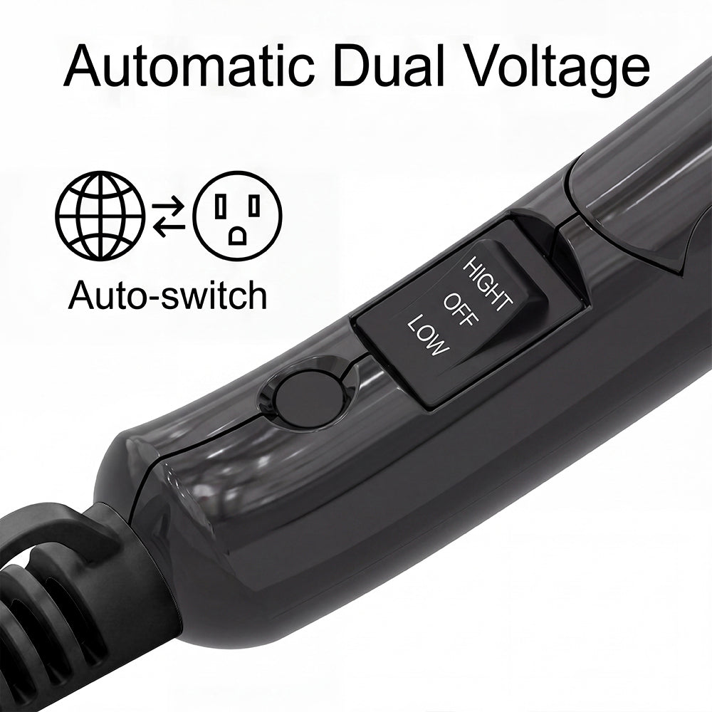 DAN Auto Dual Voltage Hair Dryer,Small hairdryer with Diffuser & Concentrator,Portable Dryer with Multi-Function Plug Adapter,Black