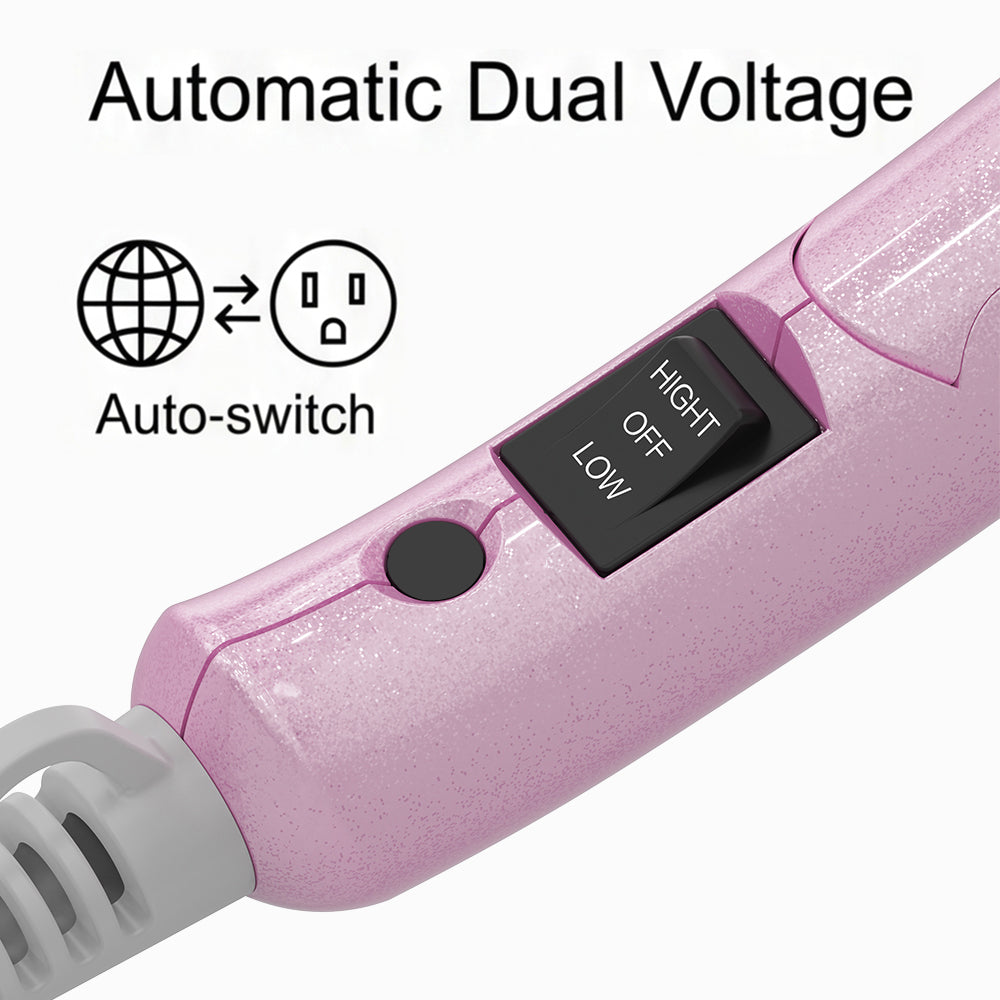 DAN Auto Dual Voltage Hair Dryer,Small hairdryer with Diffuser & Concentrator,Portable Dryer with Multi-Function Plug Adapter,Pink