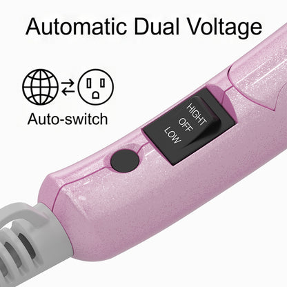 DAN Auto Dual Voltage Hair Dryer,Small hairdryer with Diffuser & Concentrator,Portable Dryer with Multi-Function Plug Adapter,Pink
