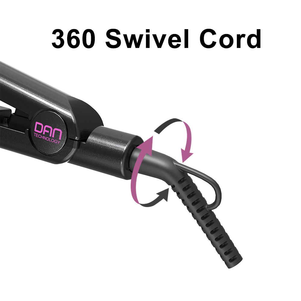 DAN Technology 1 inch Ceramic Flat Iron, 500 degree Hair Straightener for Thick Hair , Fast Heating, Dual Voltage, Black