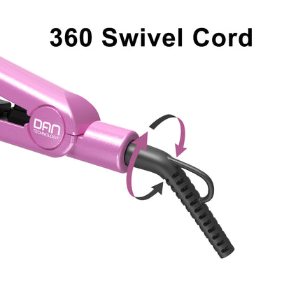 DAN Technology 1 inch Ceramic Flat Iron, 500 degree Hair Straightener for Thick Hair , Fast Heating, Dual Voltage, Pink