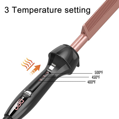 DAN Technology hot Comb Straightener,500℉ Plug in Hot Comb,hot Comb for Wigs,Heat Comb for Black Hair,Dual Voltage Electric hotComb, Temperatures Adjustable,60 Min Auto Shut Off, (Rose Gold)