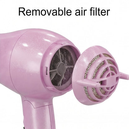 DAN Auto Dual Voltage Hair Dryer,Small hairdryer with Diffuser & Concentrator,Portable Dryer with Multi-Function Plug Adapter,Pink