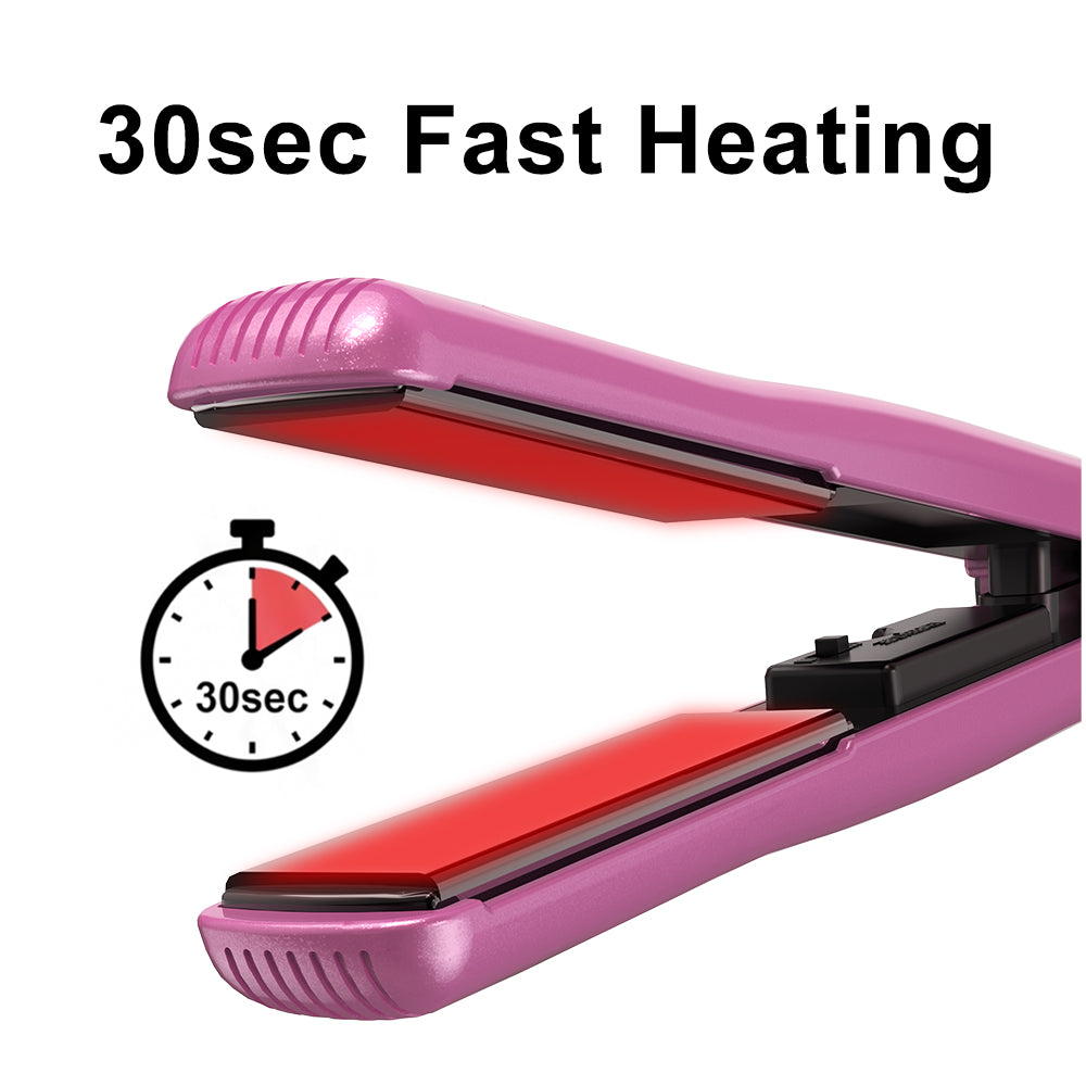 DAN Technology 1 inch Ceramic Flat Iron, 500 degree Hair Straightener for Thick Hair , Fast Heating, Dual Voltage, Pink
