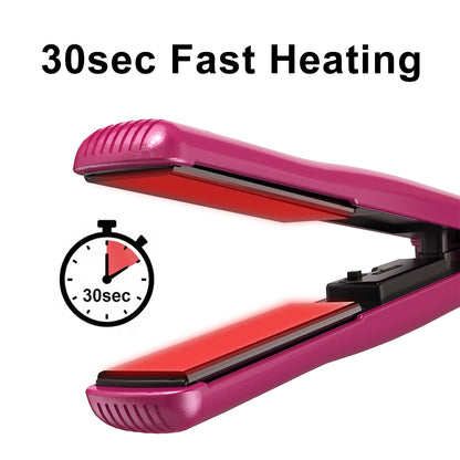 DAN Technology 1 inch Ceramic Flat Iron, 500 degree Hair Straightener for Thick Hair , Fast Heating, Dual Voltage, Red