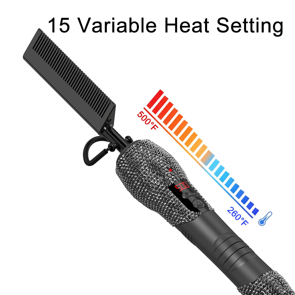 180℉-500℉ bling bling diamond electric Hot Comb Champaign Gold