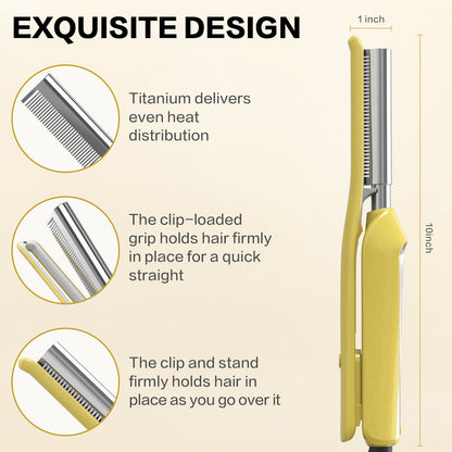 Hot Comb Electric with Clip, Straightening Comb Brush Hair Straightener Pressing Comb