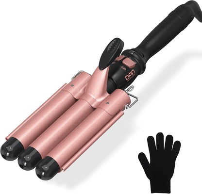 DAN Technology Ceramic 3 Barrel Curling Iron 1 inch Hair Waver Dual Voltage Hair Crimper Heats Fast Hair Curling Wands