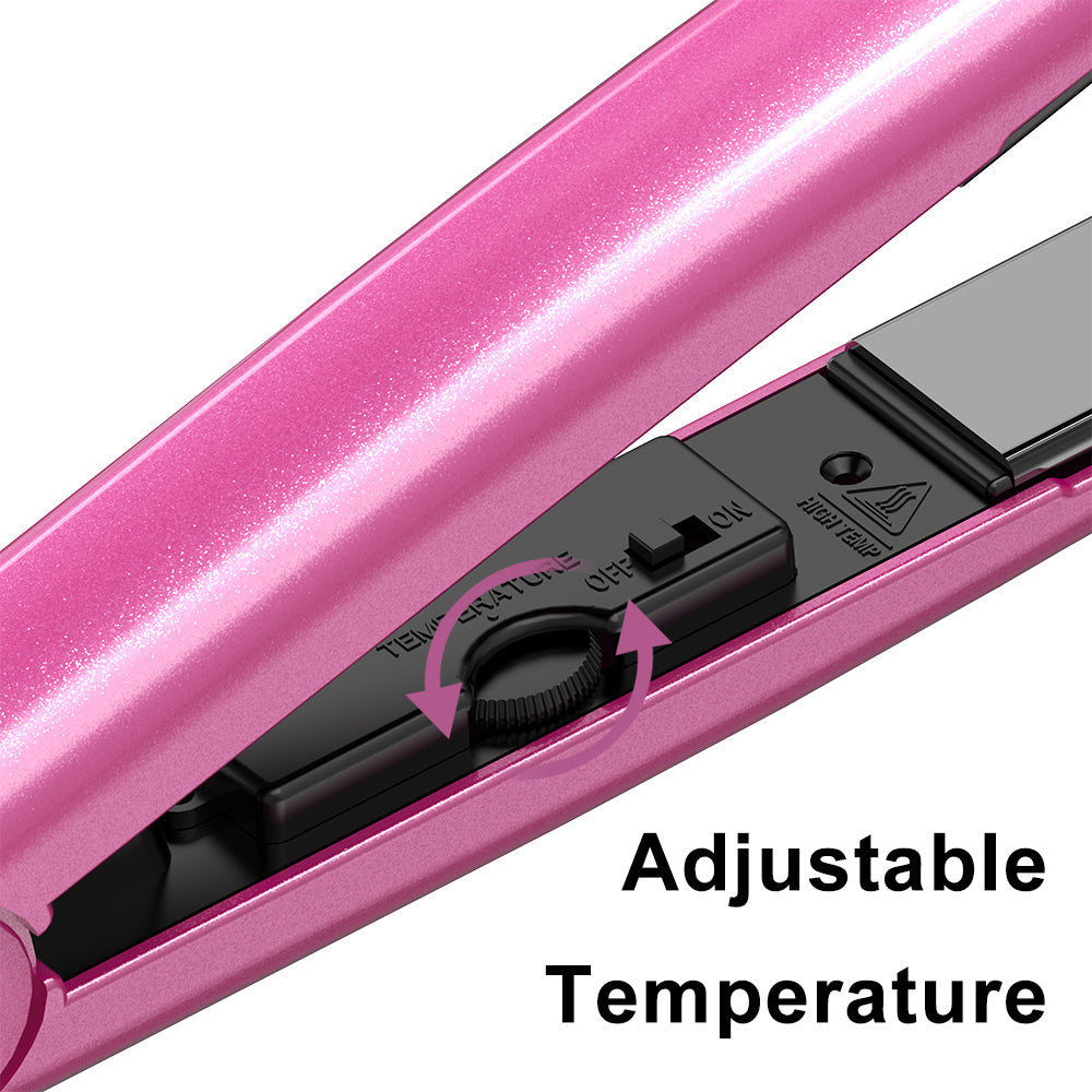 DAN Technology 1 inch Ceramic Flat Iron, 500 degree Hair Straightener for Thick Hair , Fast Heating, Dual Voltage, Red