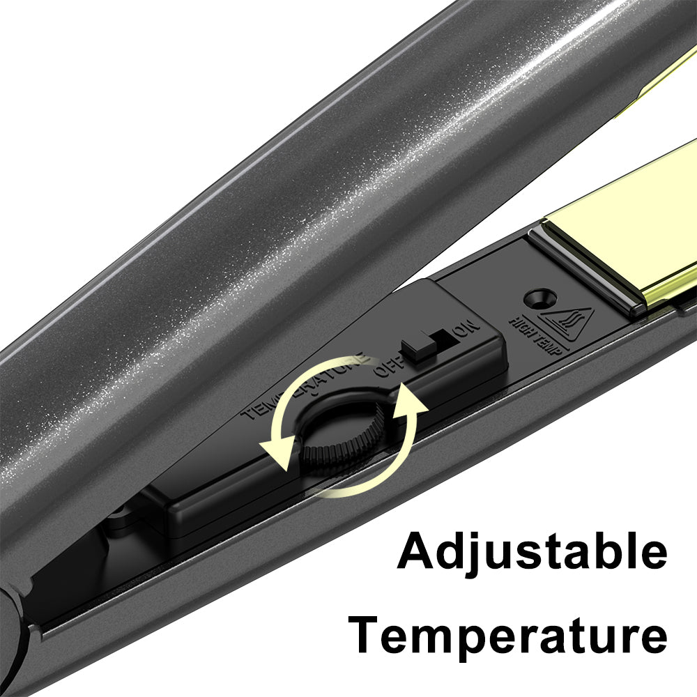 DAN Technology 1 inch Ceramic Flat Iron, 500 degree Hair Straightener for Thick Hair , Fast Heating, Dual Voltage, Gold