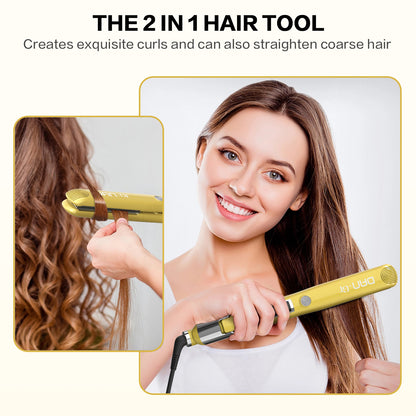 Ion Flat Iron Hair Straightener and Curler 2 in 1 1 Inch Hair Straightener with Heat Up Quickly & Auto Shut-Off