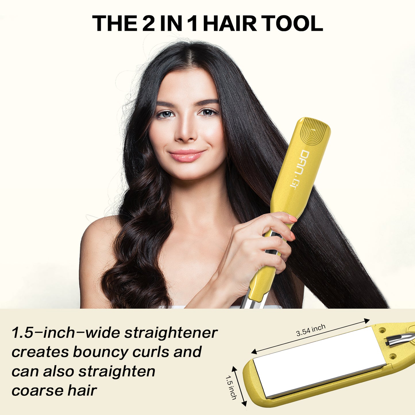 Ion Flat Iron Hair Straightener and Curler 2 in 1, 1.5 Inch Hair Straightener with Heat Up Quickly & Auto Shut-Off