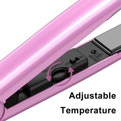 DAN Technology 1 inch Ceramic Flat Iron, 500 degree Hair Straightener for Thick Hair , Fast Heating, Dual Voltage, Pink