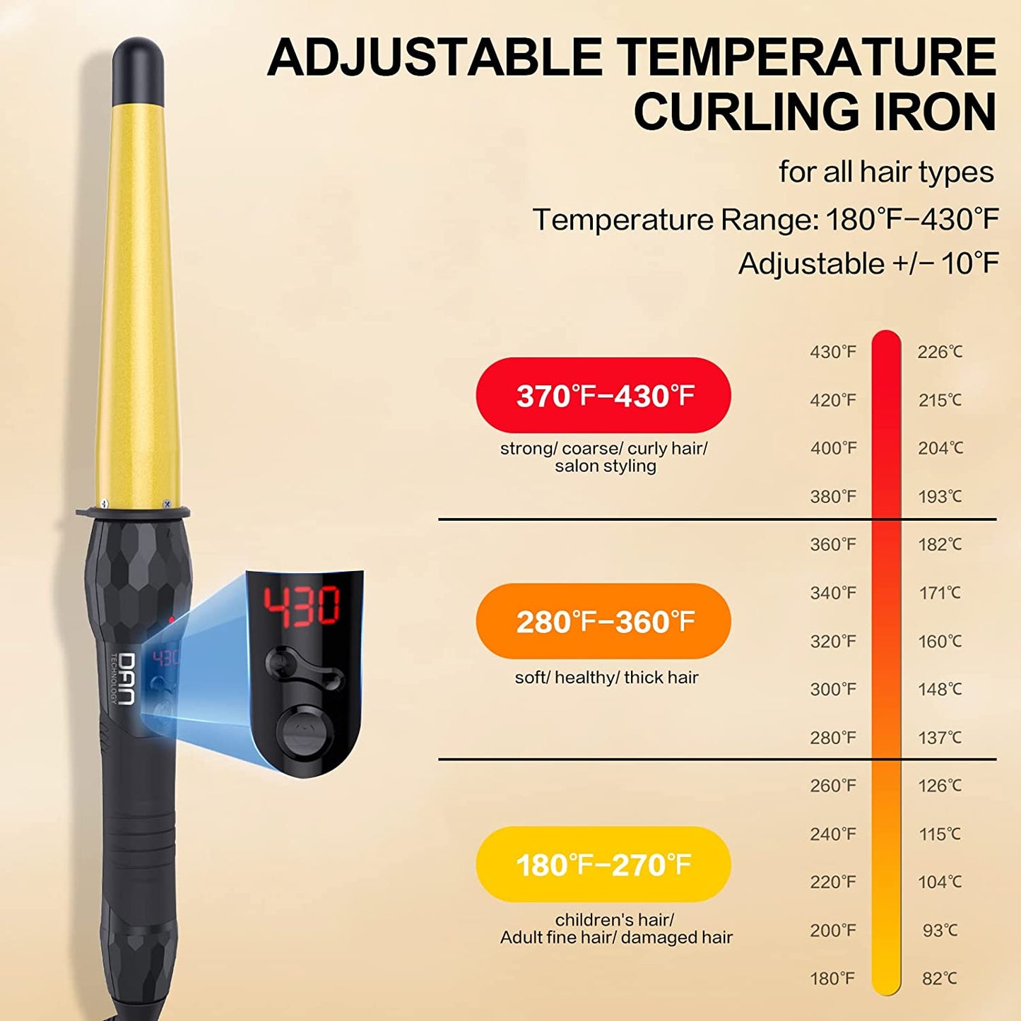 DAN Technology Long Professional 1.25 in Ceramic Hair Curling Wand