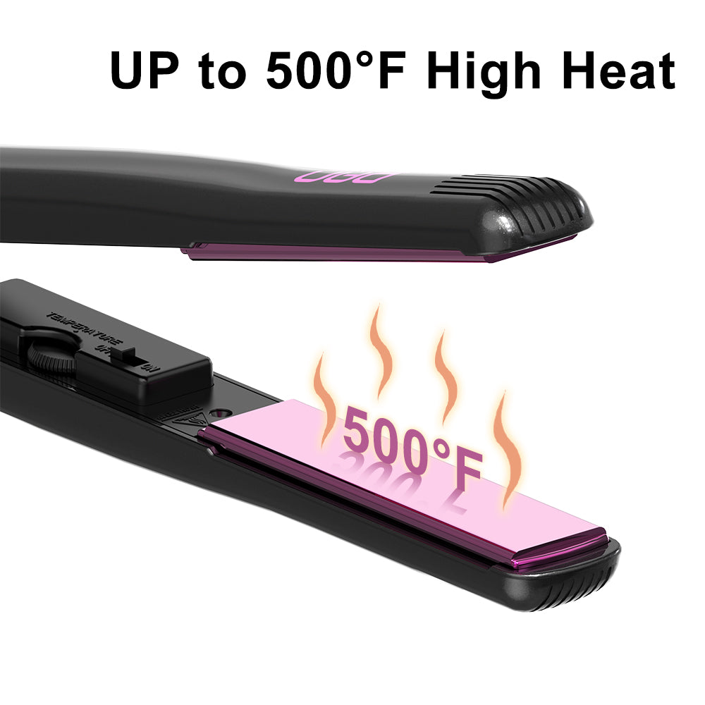 DAN Technology 1 inch Ceramic Flat Iron, 500 degree Hair Straightener for Thick Hair , Fast Heating, Dual Voltage, Black