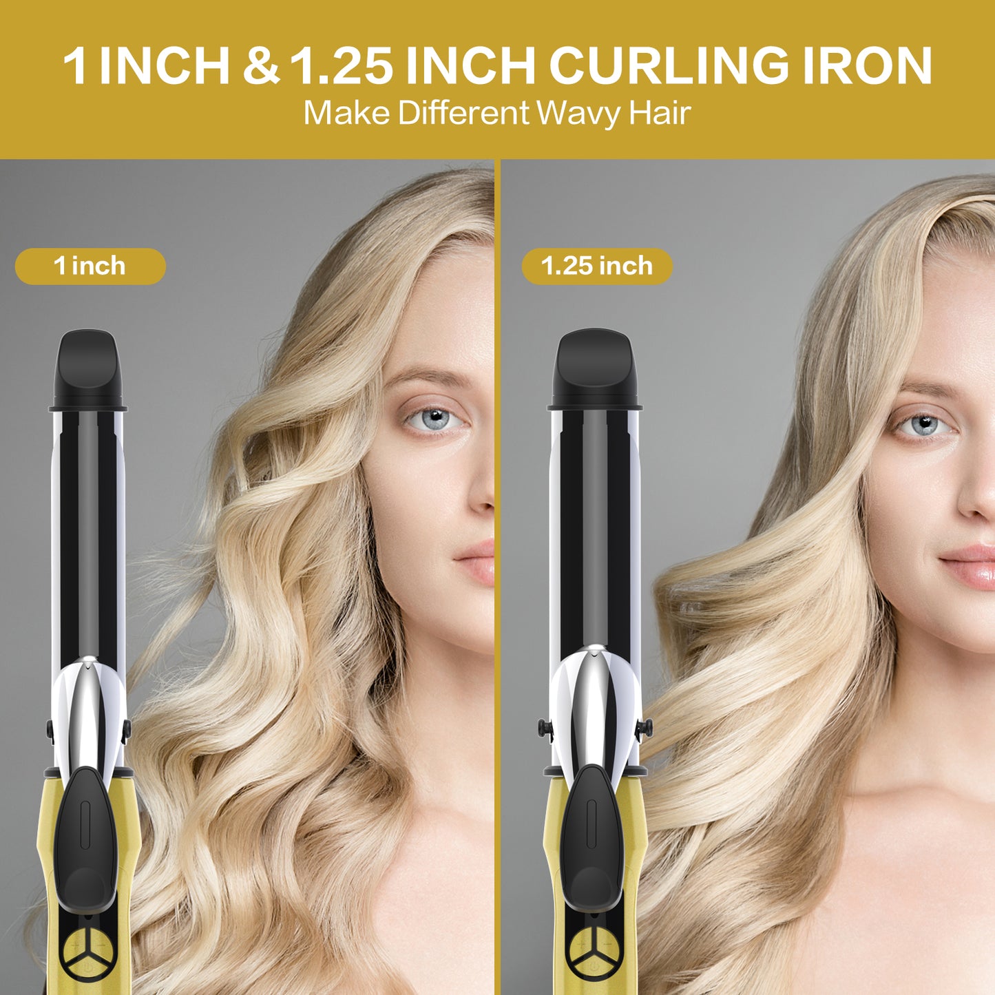 1 1/4 Inch Curling Iron 10 Inch Length Travel Curling Iron Mini with 3 Temperatures