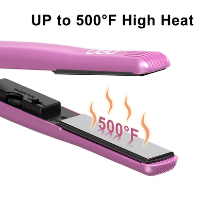 DAN Technology 1 inch Ceramic Flat Iron, 500 degree Hair Straightener for Thick Hair , Fast Heating, Dual Voltage, Pink