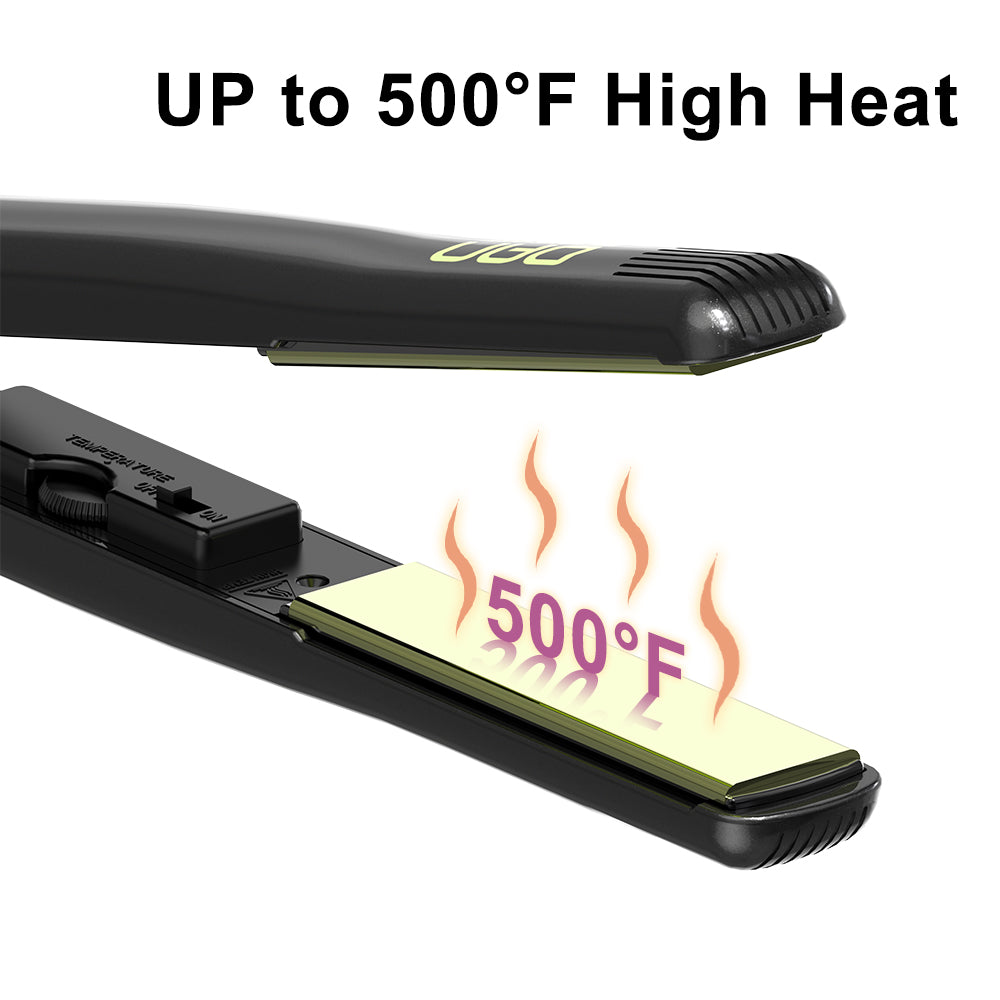 DAN Technology 1 inch Ceramic Flat Iron, 500 degree Hair Straightener for Thick Hair , Fast Heating, Dual Voltage, Gold