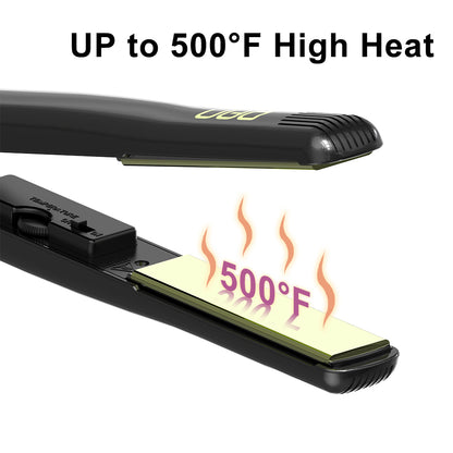 DAN Technology 1 inch Ceramic Flat Iron, 500 degree Hair Straightener for Thick Hair , Fast Heating, Dual Voltage, Gold