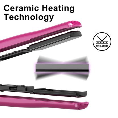 DAN Technology 1 inch Ceramic Flat Iron, 500 degree Hair Straightener for Thick Hair , Fast Heating, Dual Voltage, Red