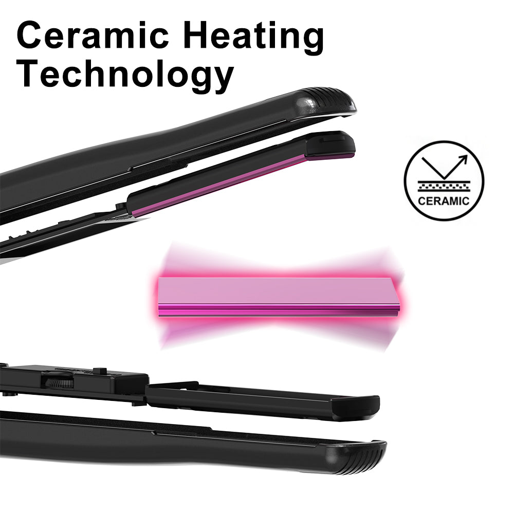 DAN Technology 1 inch Ceramic Flat Iron, 500 degree Hair Straightener for Thick Hair , Fast Heating, Dual Voltage, Black