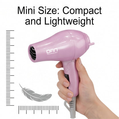DAN Auto Dual Voltage Hair Dryer,Small hairdryer with Diffuser & Concentrator,Portable Dryer with Multi-Function Plug Adapter,Pink